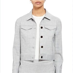 Theory Jacket Cropped Button-Front Denim